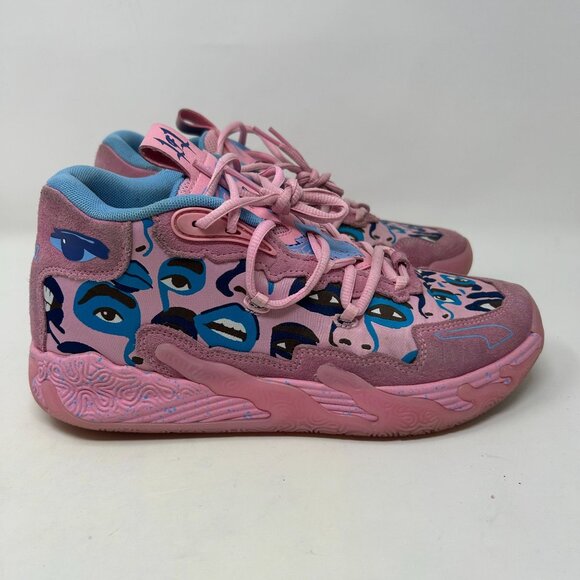 Puma MB.03 “LaMelo Ball Toxic” Pink Multi Eyes Basketball Shoes Men’s Size 8.5 - Picture 3 of 11